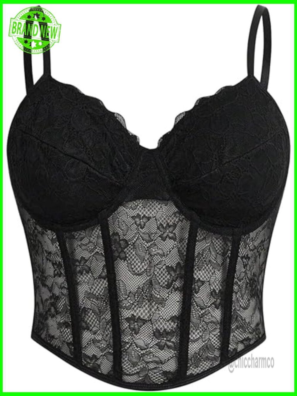 Plus Size Lace Boned Crop Top Sweetheart Sheer Camisole Going Out Tops